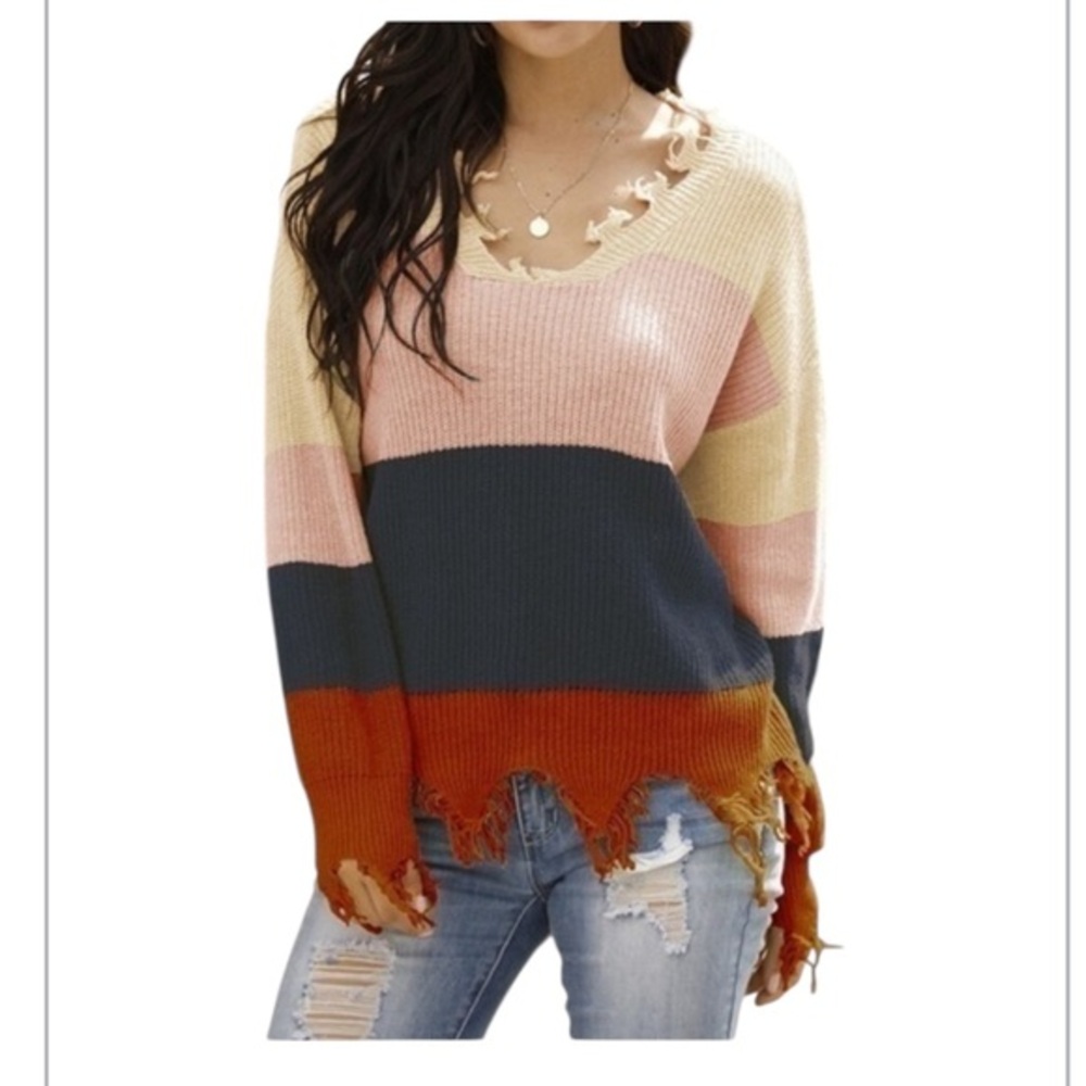 WOMANS V-neck Tassel Knitted pullover Cardigan sweater size-various